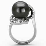 TK1218 - Stainless Steel Ring High polished (no plating) Women Synthetic Gray