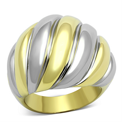 TK1219 - Stainless Steel Ring Two-Tone IP Gold (Ion Plating) Women No Stone No Stone