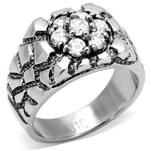 TK121 - Stainless Steel Ring High polished (no plating) Men AAA Grade CZ Clear