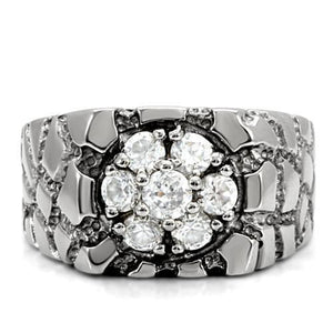 TK121 - Stainless Steel Ring High polished (no plating) Men AAA Grade CZ Clear