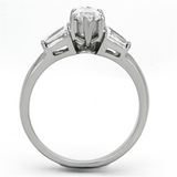 TK1220 - Stainless Steel Ring High polished (no plating) Women AAA Grade CZ Clear