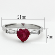 TK1221 - Stainless Steel Ring High polished (no plating) Women AAA Grade CZ Ruby