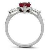 TK1221 - Stainless Steel Ring High polished (no plating) Women AAA Grade CZ Ruby