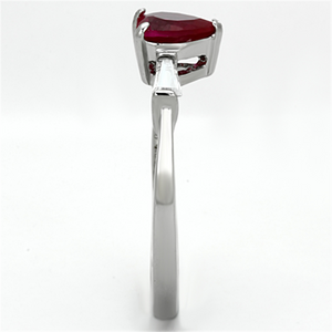 TK1221 - Stainless Steel Ring High polished (no plating) Women AAA Grade CZ Ruby