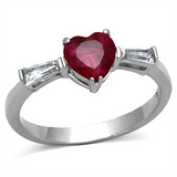 TK1221 - Stainless Steel Ring High polished (no plating) Women AAA Grade CZ Ruby
