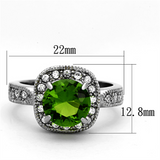 TK1227 - Stainless Steel Ring High polished (no plating) Women Synthetic Peridot
