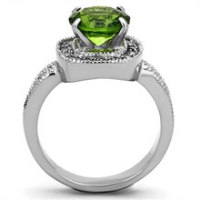 TK1227 - Stainless Steel Ring High polished (no plating) Women Synthetic Peridot