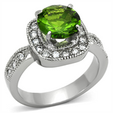 TK1227 - Stainless Steel Ring High polished (no plating) Women Synthetic Peridot
