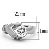 TK1230 - Stainless Steel Ring High polished (no plating) Women AAA Grade CZ Clear