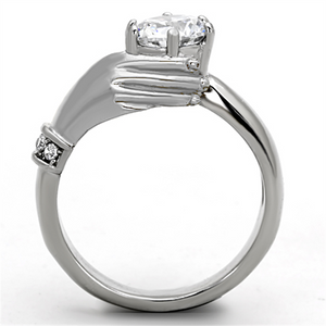 TK1230 - Stainless Steel Ring High polished (no plating) Women AAA Grade CZ Clear