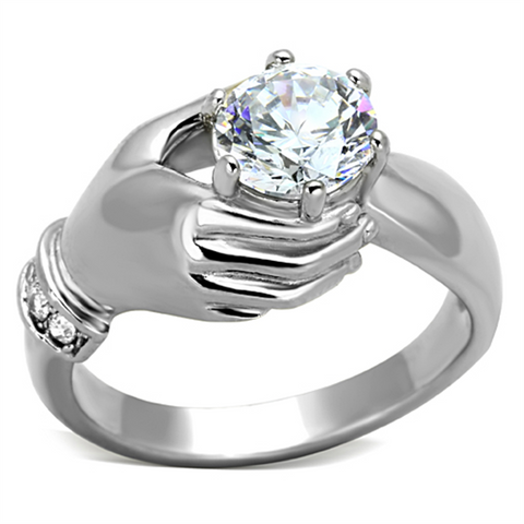 TK1230 - Stainless Steel Ring High polished (no plating) Women AAA Grade CZ Clear