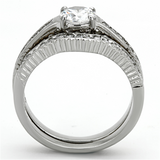 TK1231 - Stainless Steel Ring High polished (no plating) Women AAA Grade CZ Clear