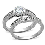 TK1231 - Stainless Steel Ring High polished (no plating) Women AAA Grade CZ Clear