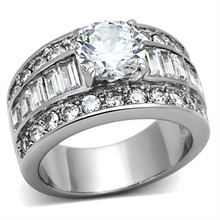 TK1232 - Stainless Steel Ring High polished (no plating) Women AAA Grade CZ Clear