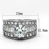 TK1232 - Stainless Steel Ring High polished (no plating) Women AAA Grade CZ Clear
