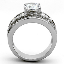 TK1232 - Stainless Steel Ring High polished (no plating) Women AAA Grade CZ Clear