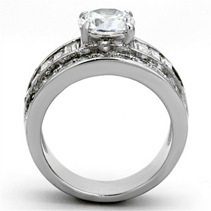 TK1232 - Stainless Steel Ring High polished (no plating) Women AAA Grade CZ Clear