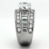 TK1232 - Stainless Steel Ring High polished (no plating) Women AAA Grade CZ Clear