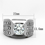 TK1233 - Stainless Steel Ring High polished (no plating) Women AAA Grade CZ Clear