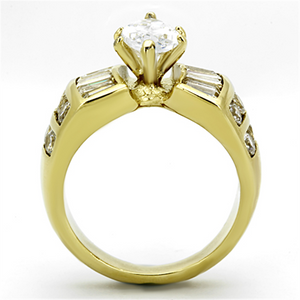 TK1235 - Stainless Steel Ring IP Gold(Ion Plating) Women AAA Grade CZ Clear