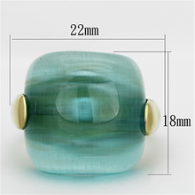 TK1237 - Stainless Steel Ring IP Gold(Ion Plating) Women Synthetic Sea Blue