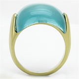 TK1237 - Stainless Steel Ring IP Gold(Ion Plating) Women Synthetic Sea Blue