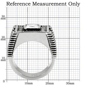 TK123 - Stainless Steel Ring High polished (no plating) Men AAA Grade CZ Clear