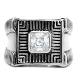 TK123 - Stainless Steel Ring High polished (no plating) Men AAA Grade CZ Clear