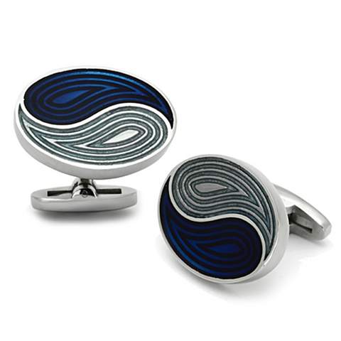 TK1240 - Stainless Steel Cufflink High polished (no plating) Men Epoxy Multi Color