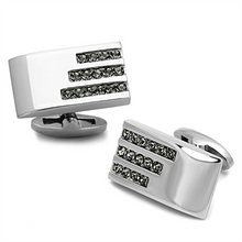 TK1241 - Stainless Steel Cufflink High polished (no plating) Men Top Grade Crystal Black Diamond