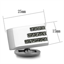 TK1241 - Stainless Steel Cufflink High polished (no plating) Men Top Grade Crystal Black Diamond