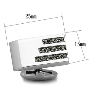TK1241 - Stainless Steel Cufflink High polished (no plating) Men Top Grade Crystal Black Diamond