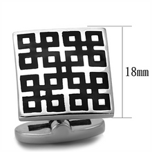 TK1243 - Stainless Steel Cufflink High polished (no plating) Men Epoxy Jet