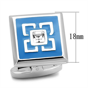 TK1244 - Stainless Steel Cufflink High polished (no plating) Men Top Grade Crystal Clear