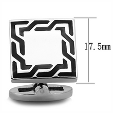 TK1248 - Stainless Steel Cufflink High polished (no plating) Men Epoxy Jet