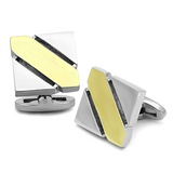 TK1249 - Stainless Steel Cufflink Two-Tone IP Gold (Ion Plating) Men No Stone No Stone