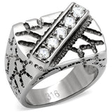 TK124 - Stainless Steel Ring High polished (no plating) Men AAA Grade CZ Clear