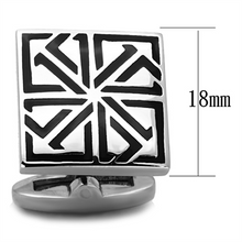 TK1253 - Stainless Steel Cufflink High polished (no plating) Men Epoxy Jet