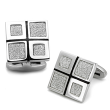TK1255 - Stainless Steel Cufflink High polished (no plating) Men Epoxy Jet