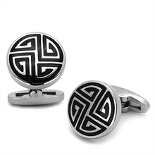TK1257 - Stainless Steel Cufflink High polished (no plating) Men Epoxy Jet