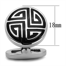 TK1257 - Stainless Steel Cufflink High polished (no plating) Men Epoxy Jet
