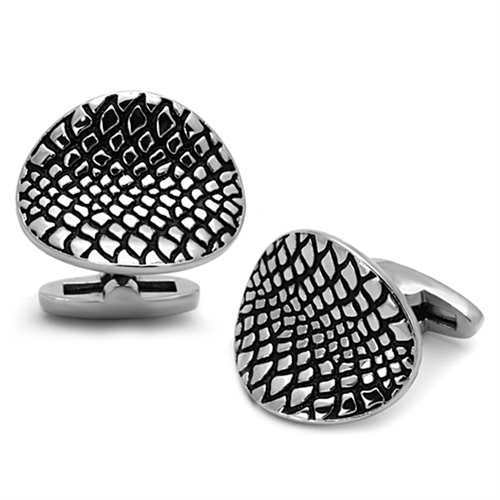 TK1258 - Stainless Steel Cufflink High polished (no plating) Men Epoxy Jet