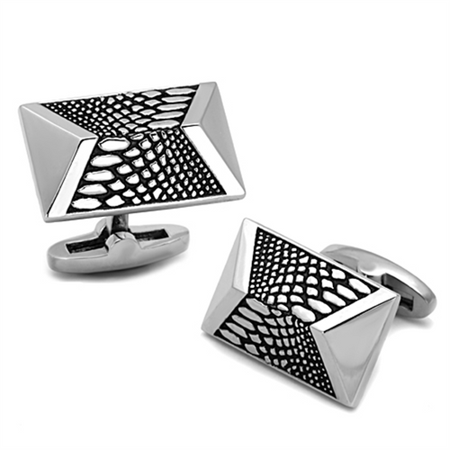 TK1259 - Stainless Steel Cufflink High polished (no plating) Men Epoxy Jet