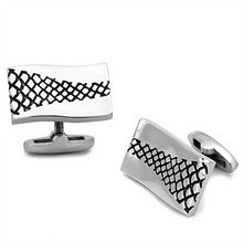 TK1260 - Stainless Steel Cufflink High polished (no plating) Men Epoxy Jet
