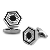 TK1262 - Stainless Steel Cufflink High polished (no plating) Men Top Grade Crystal Clear