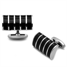 TK1263 - Stainless Steel Cufflink High polished (no plating) Men Epoxy Jet