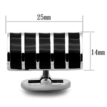 TK1263 - Stainless Steel Cufflink High polished (no plating) Men Epoxy Jet