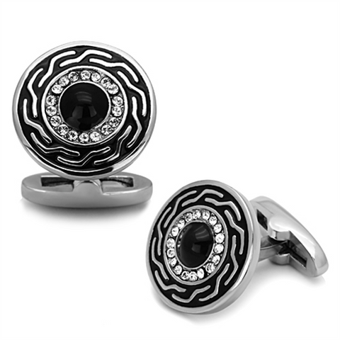 TK1264 - Stainless Steel Cufflink High polished (no plating) Men Top Grade Crystal Clear