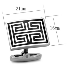 TK1265 - Stainless Steel Cufflink High polished (no plating) Men Epoxy Jet