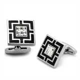 TK1267 - Stainless Steel Cufflink High polished (no plating) Men Top Grade Crystal Clear